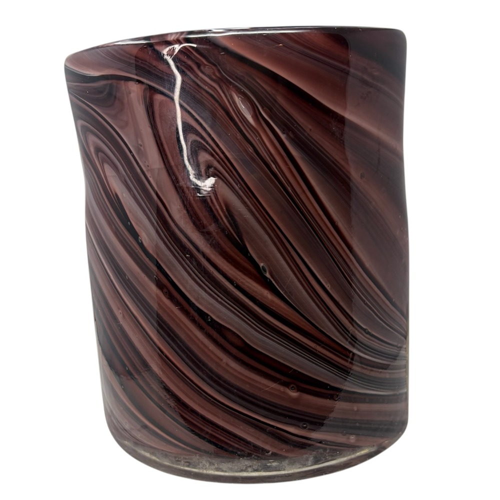 Vintage Purple Swirl Art Glass Vase Freeform Studio Glass Sculptural Decor